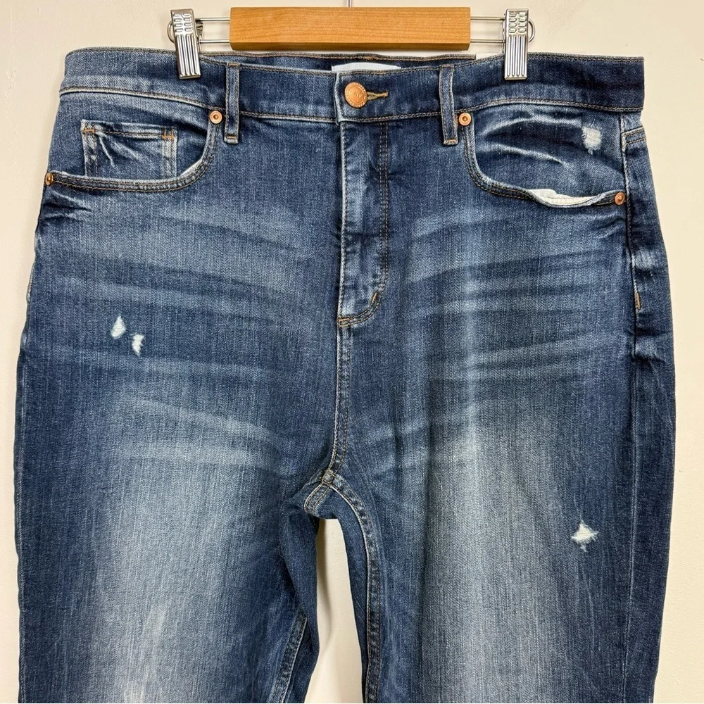 Loft Jeans Womens Size 12 31 Blue High Rise Waist Straight Crop Raw Hem NWT